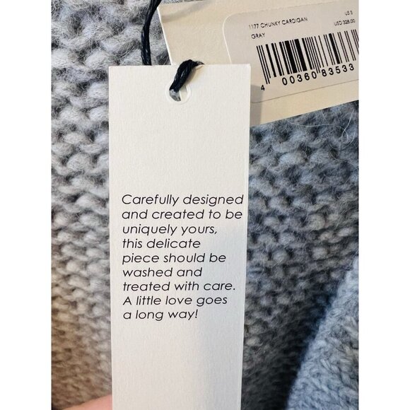 Unsubscribed Women’s Chunky Cardigan Small Gray Oversized Hand Knit Peru NWT - Picture 9 of 10